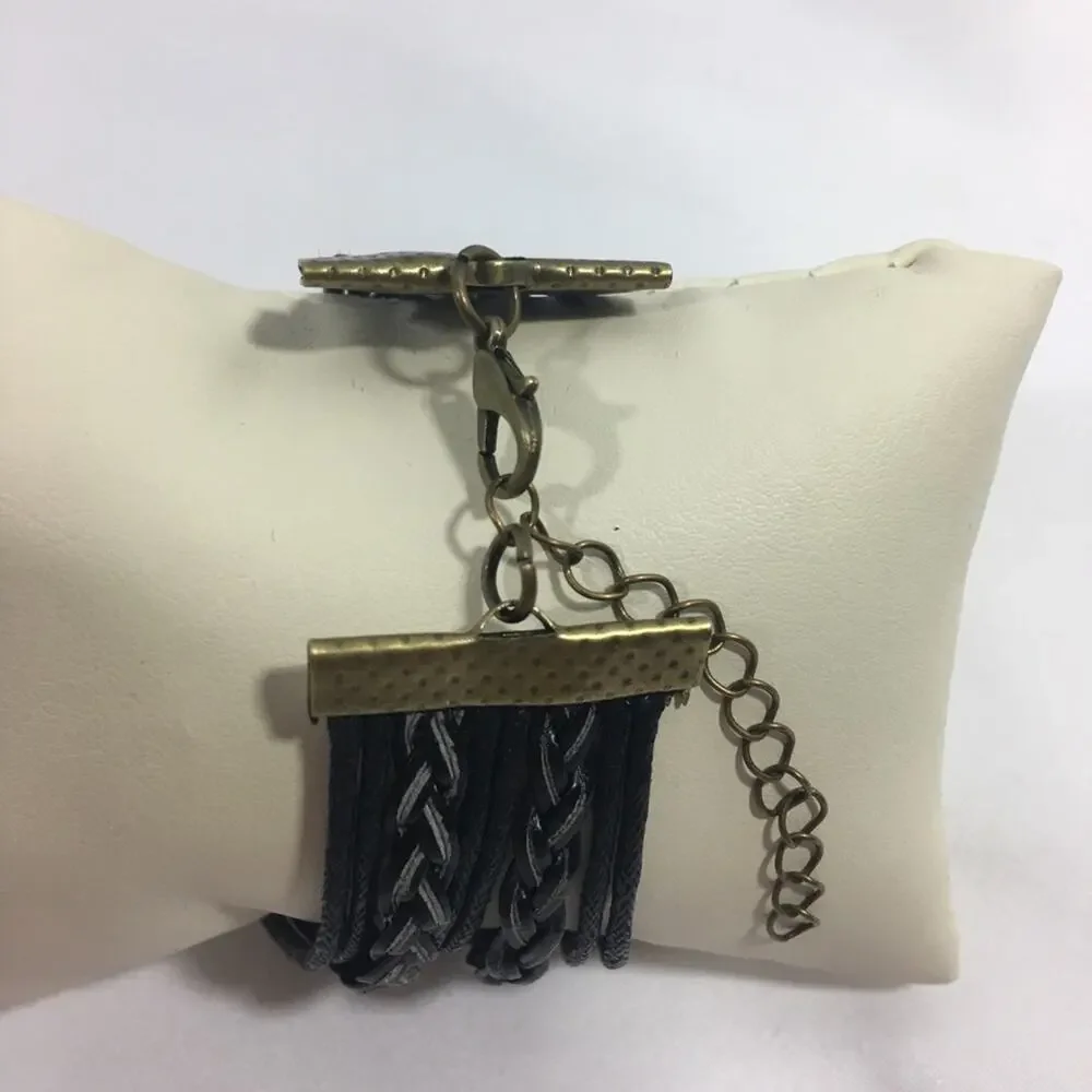 Multi Layer Leather Bracelet with Dragon Charm